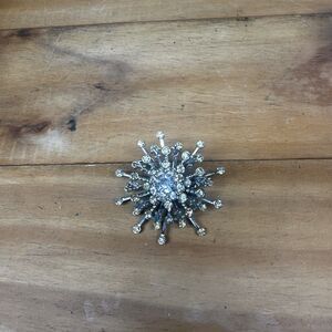 Coro Signed Rhinestone Brooch Starburst with fleur-de-lis vintage jewelry pin